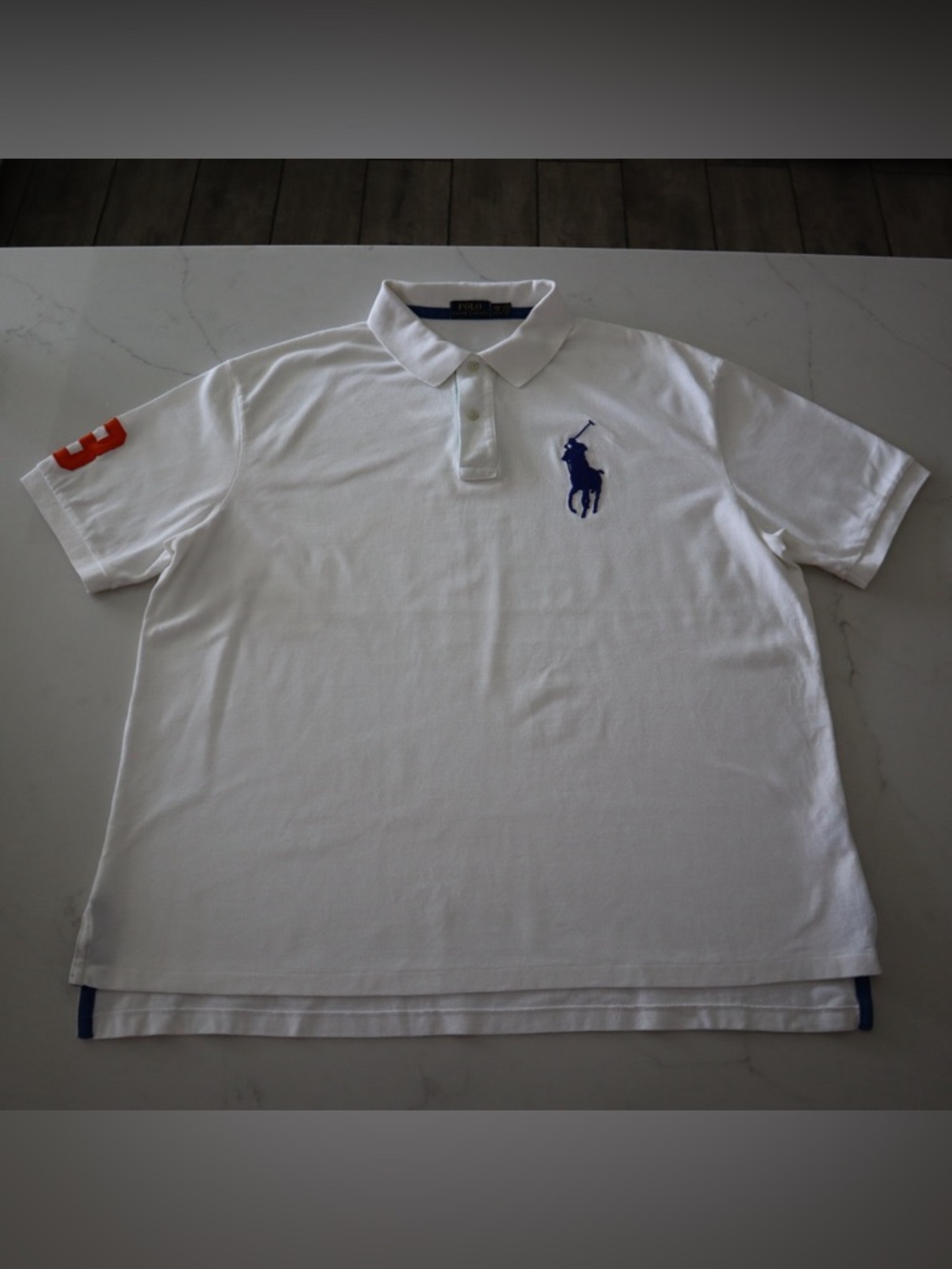 Polo by Ralph Lauren Men's White Short Sleeve Polo Shirt with Navy Big pony 2XB